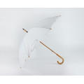 Straight Wooden Handle Grip Gift White Umbrella with Logo Print